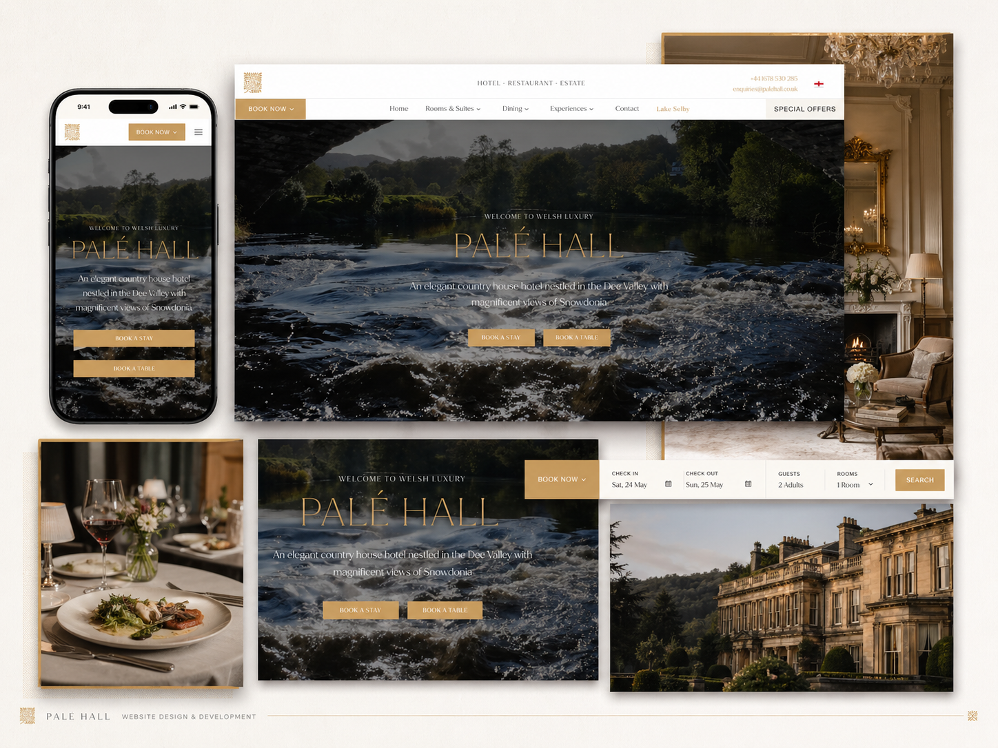 The Palé Hall website across desktop and mobile screens