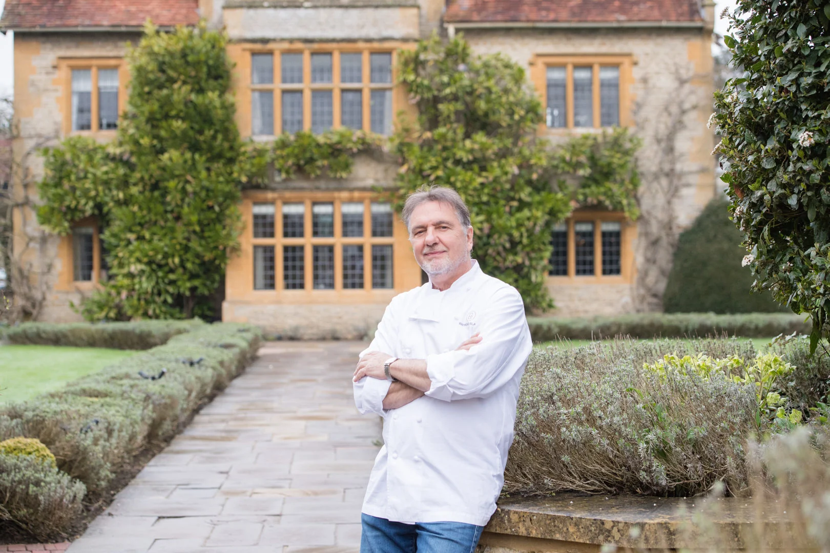 Raymond Blanc in the gardens at Le Manoir aux Quat’Saisons